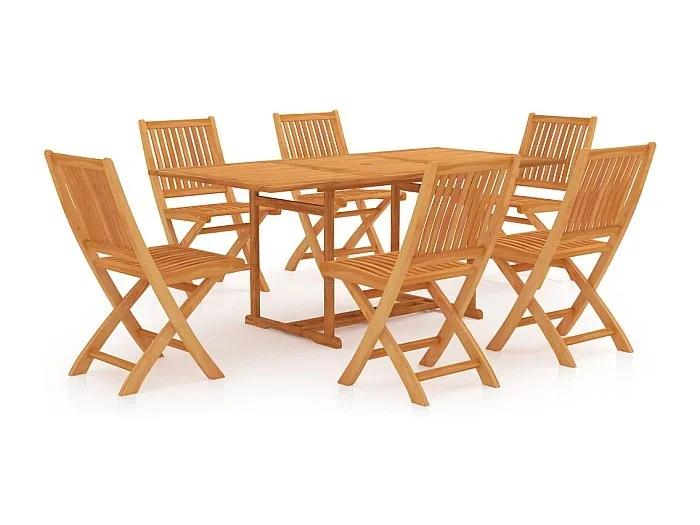 Kari Conjunto de comedor de jardín 7 piezas madera maciza de teca