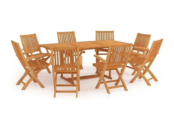 Kari Conjunto de comedor de jardín 9 piezas madera maciza de teca