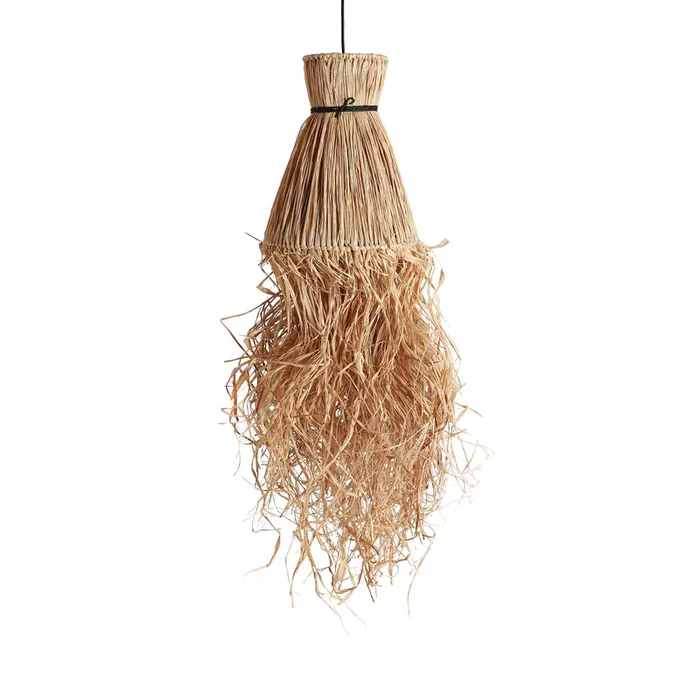 Kasses Lámpara de Techo, de Fibra Natural, en color Natural, de 32x32x93cm – Lastdeco