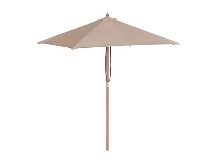 Keano Sombrilla de jardín con palo de madera taupe 150×200 cm
