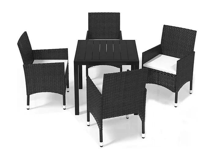 Kelly Juego muebles jardín 5 pzas con cojines ratán sintético negro
