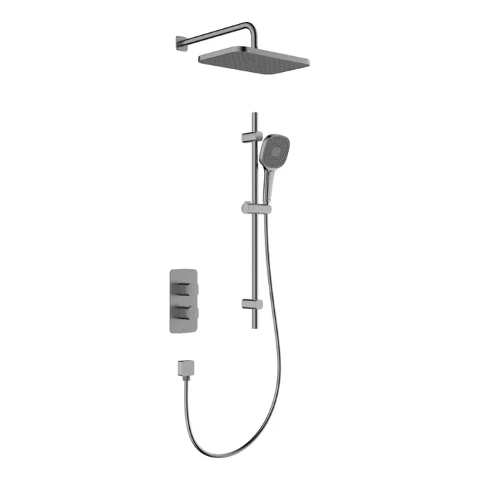 KFA Armatura 5759-301-61 – Juego de ducha con grifo termostático empotrado MALAGA, gris metálico