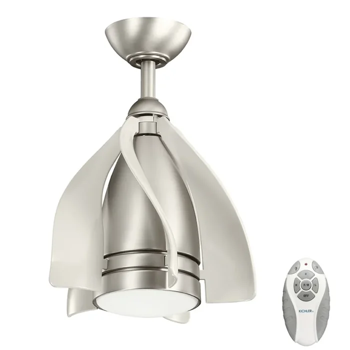 Kichler – Ventilador de techo LED regulable TERNA LED/10W/230V cromo mate/blanco + control remoto