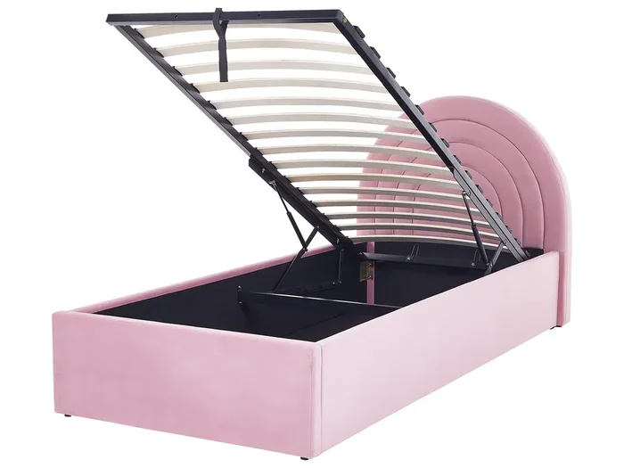 Kids Ottoman Bed Velvet ANET 90 x 200 cm (EU Single) Pink