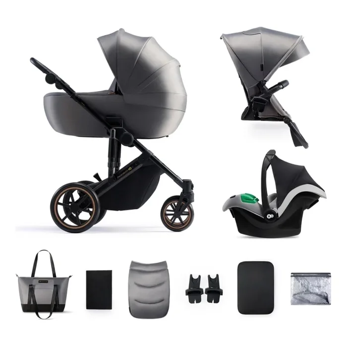 KINDERKRAFT SELECT – Cochecito combinado 3en1 PRIME 2 Premium Shadow gris + silla de coche