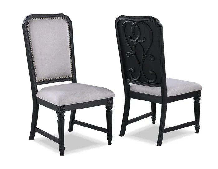 Kingsbury Black and Neutral Dining Side Chair, Set of 2