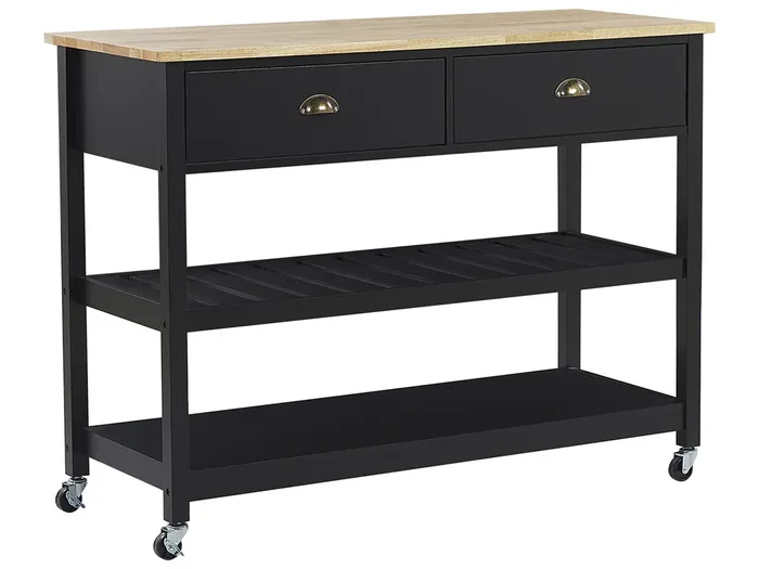 Kitchen Trolley NAVARINO Wood Black