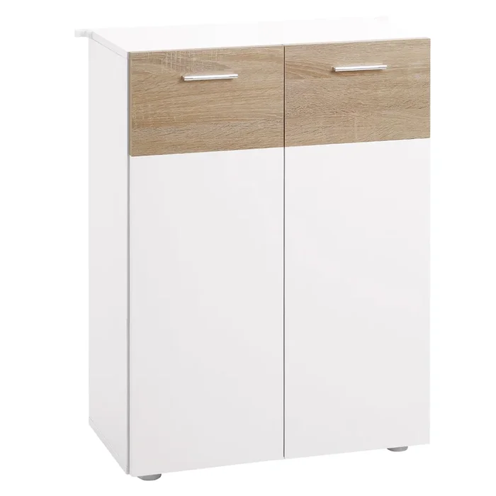 kleankin Armario de Suelo para Baño con 2 Puertas y Estantes Interiores Ajustables Mueble Auxiliar de Madera Multiusos para Salón Cocina Comedor 60x30x85 cm Blanco