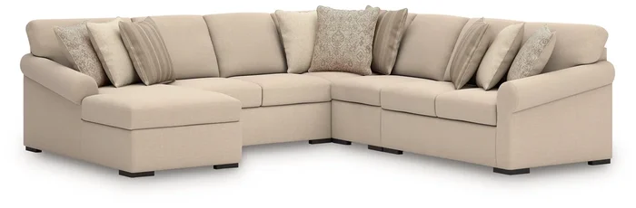 LadyMae Brown and Beige 5-Piece Left Arm Facing Chaise Sectional