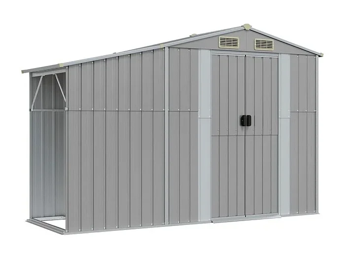 Lakeville Cobertizo de jardín acero galvanizado gris 277x93x179 cm