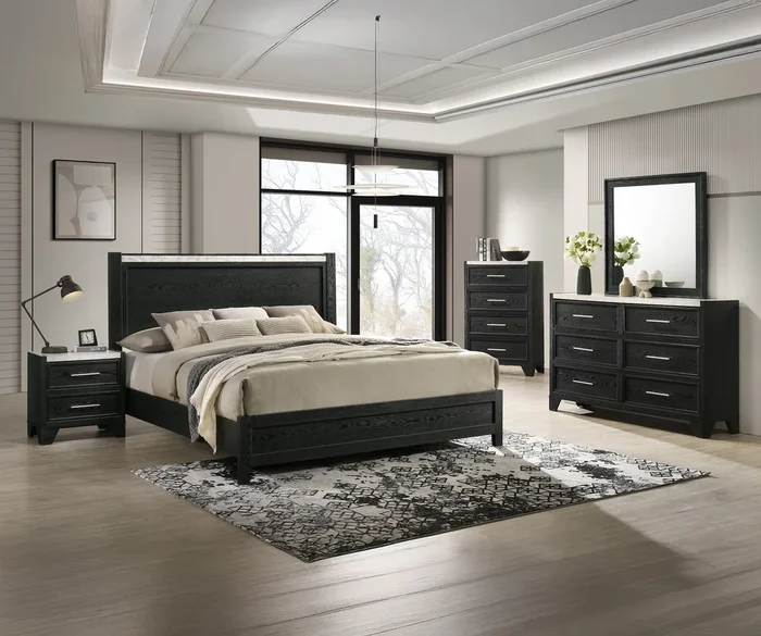 Lamar Black Panel Bedroom Set