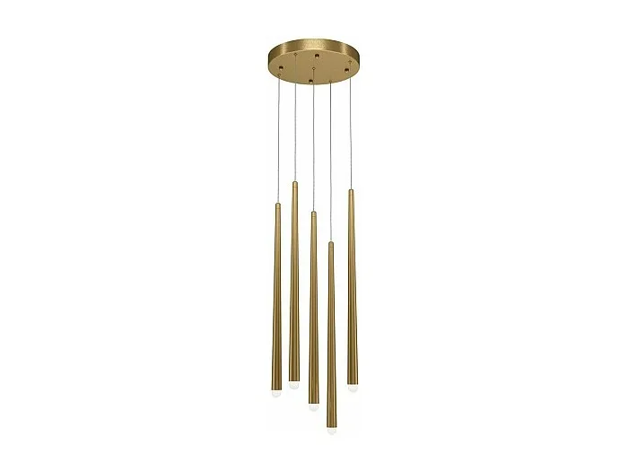 Lampadario A Sospensione Moderno Cascade Alluminio Ottone 5 Luci Led 30W