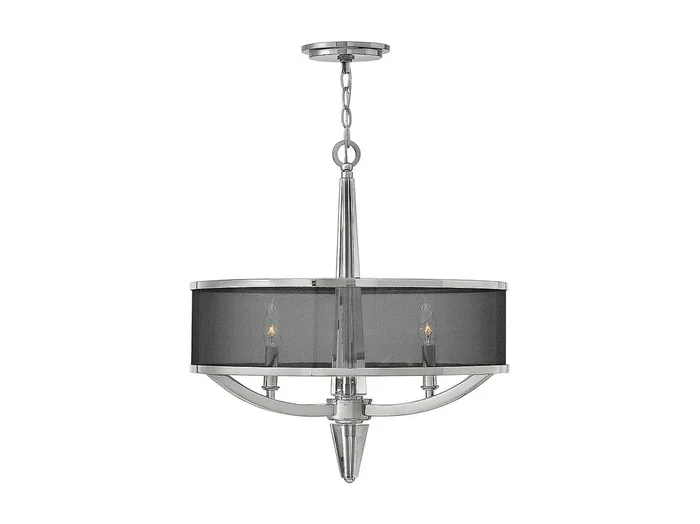 Lampadario Contemporaneo Ascher Acciaio Nichel Lucido Cristallo 3 Luci E14
