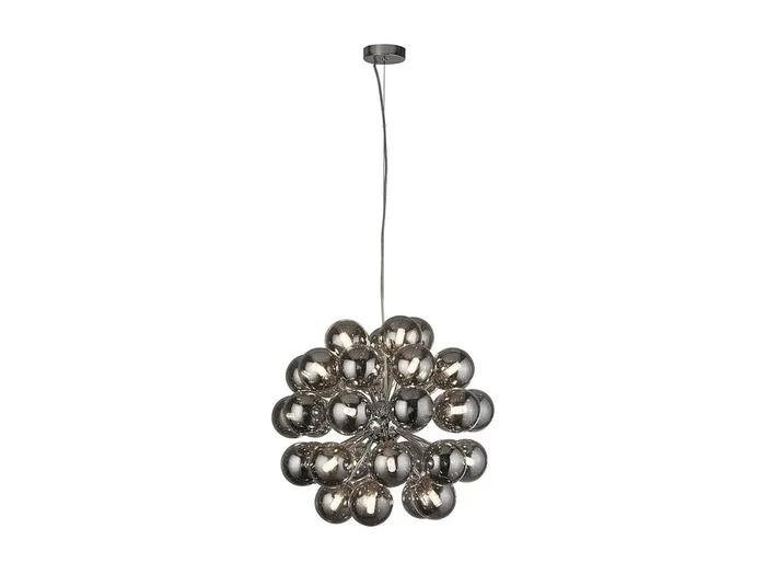 Lampadario Contemporaneo Bacca Acciaio Cromo Vetro Fumè 27 Luci G9