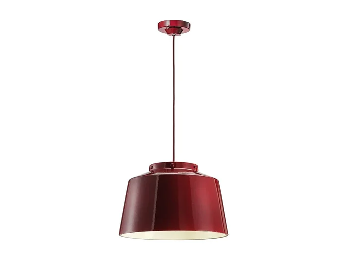 Lampadario Vintage 50‘S Ferro E Ceramica Bordeoux 1 Luce E27 40Cm