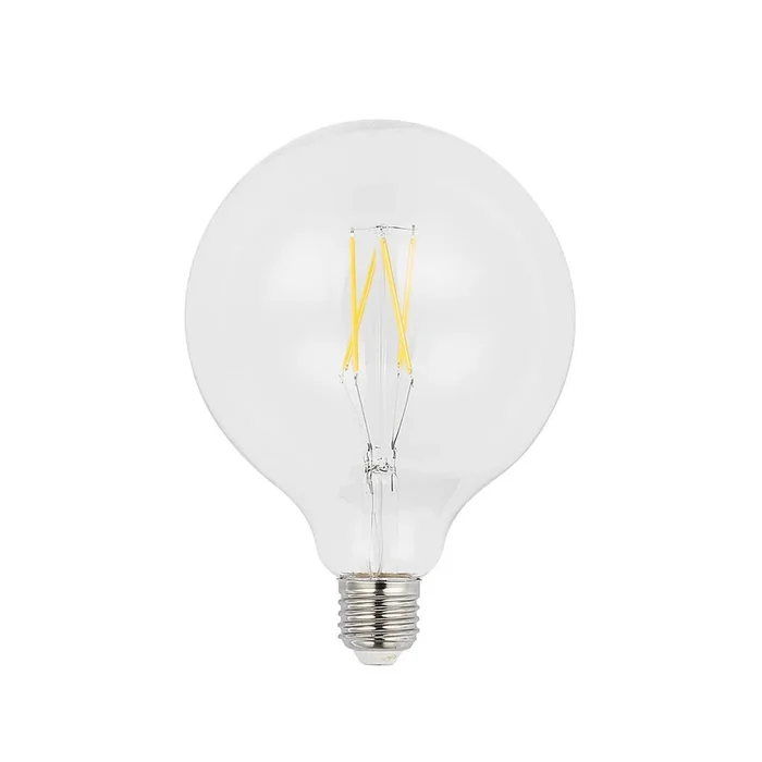 Lámpara bombilla LED E27 6 W 2700 K G125 Globe, filamento, transparente