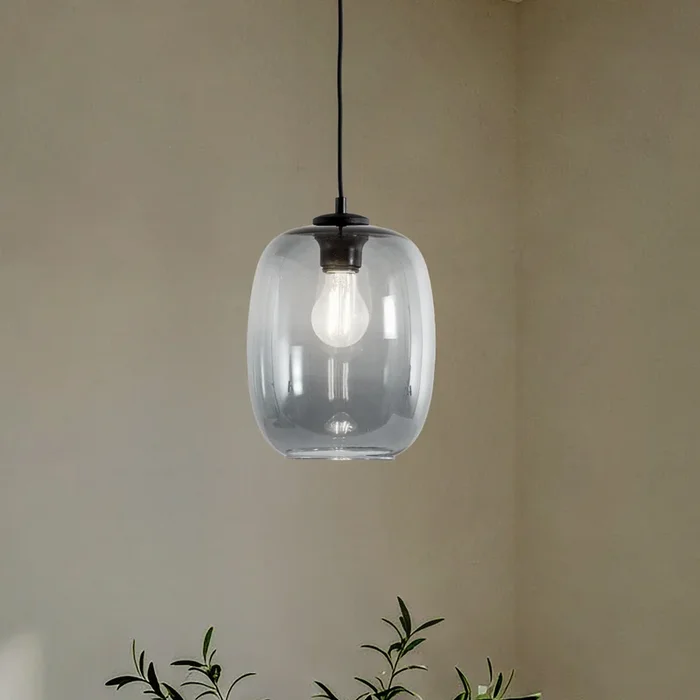 Lámpara colgante Elio, cristal, grafito, 1 luz