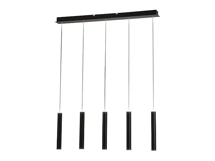 Lámpara colgante Fabas Luce Prado de 5 luces – LED regulable de 33 W – Diseño lineal negro mate