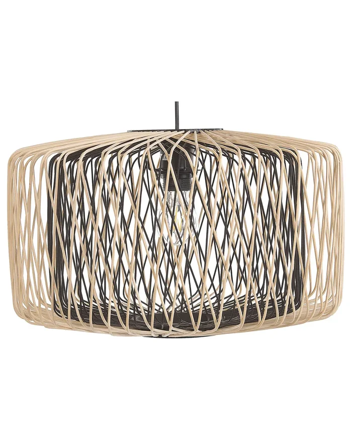 Lámpara colgante JAVARI Madera de bambú Marrón/Negro