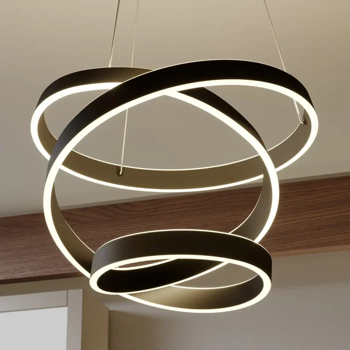 Lámpara colgante LED Olada de Lindby, negra, metal, Ø 51 cm