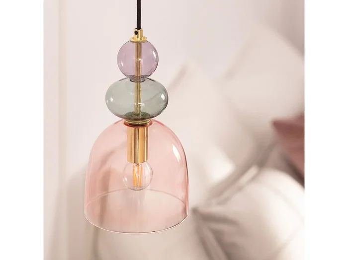 Lámpara Colgante Metal y Cristal Baudelaire Ámbar
