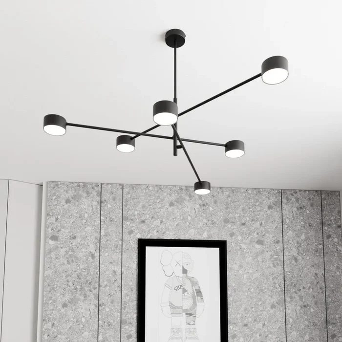Lámpara colgante Natsu, longitud 84 cm, metal, 6 luces.