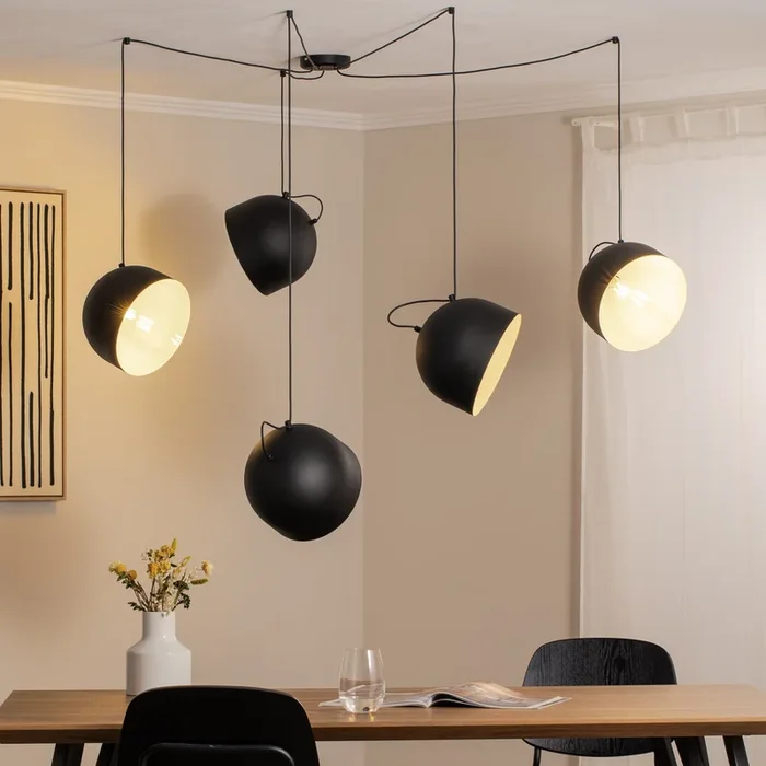 Lámpara colgante Pepe, negro, 5 luces