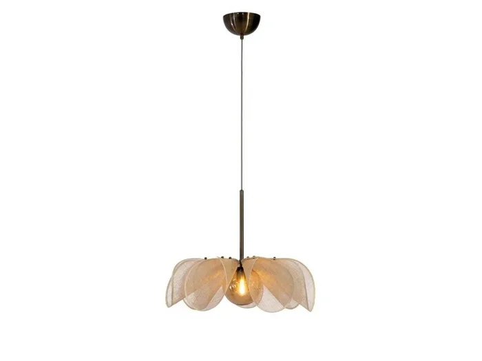Lámpara colgante Styrka, Ø 63 cm, latón/beige, fibra de plátano