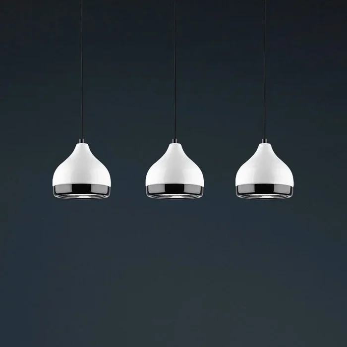 Lámpara colgante Yildo 6878 blanco/negro metal 3 luces lineal