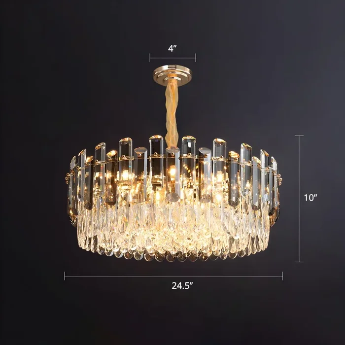 Lámpara de Araña Redonda Contemporánea Luminaria Suspendida de Cristal Transparente para Sala – 110 A 120 V Transparente 62,23 cm