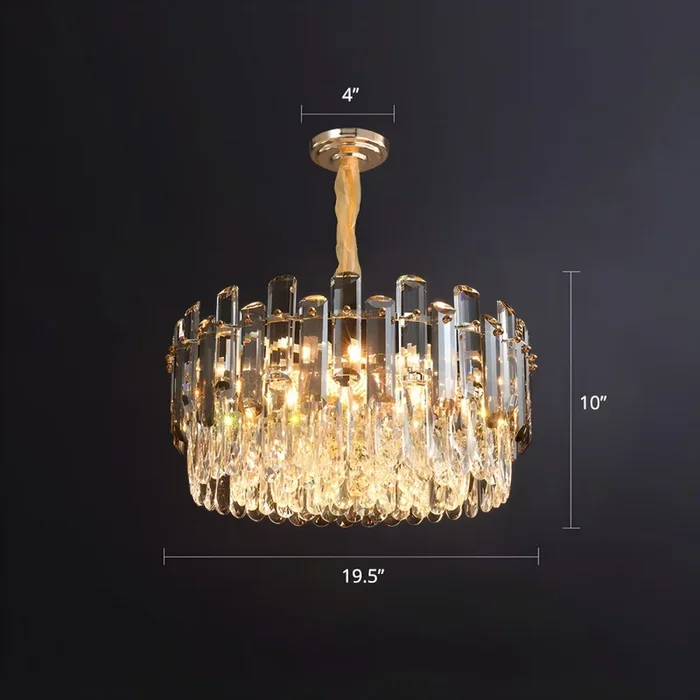 Lámpara de Araña Redonda Contemporánea Luminaria Suspendida de Cristal Transparente para Sala – 110 A 120 V Transparente 49,53 cm