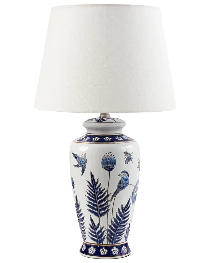 Lámpara de mesa BIJELA Porcelana Blanco/Azul