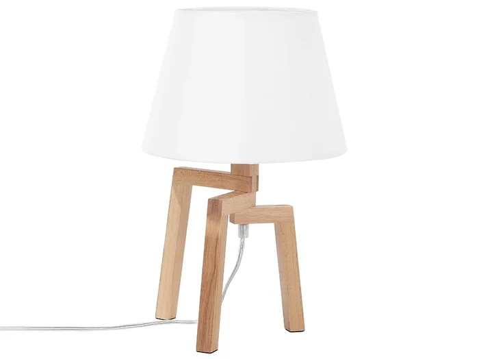 Lámpara de mesa NALON Madera de roble Marrón/Blanco