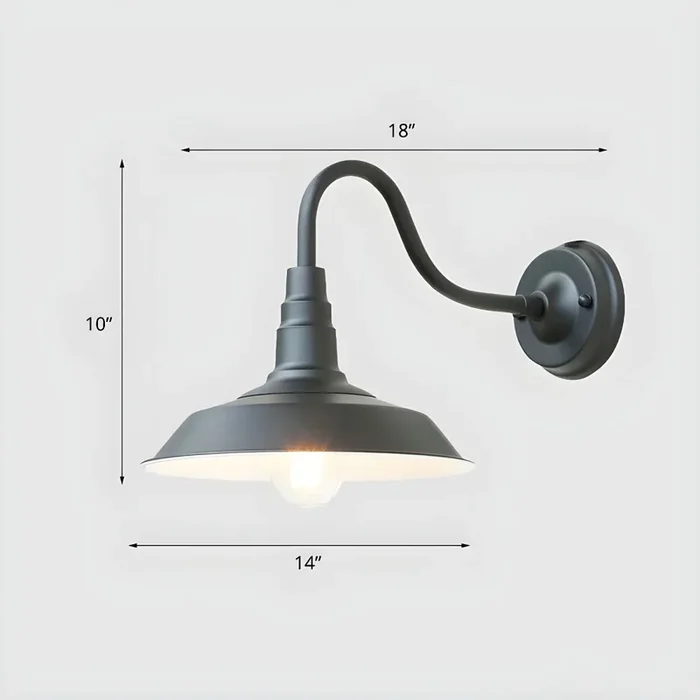 Lámpara de Pared 1 Cabeza Tradicional Luminaria de Pared de Metal de Tapa de Olla para Corredor – 220 A 240 V Negro 35,56 cm