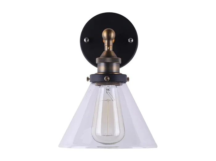 Lámpara de pared Edison pantalla de cristal acero