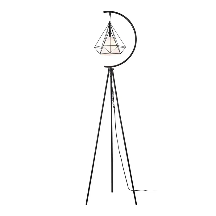 Lámpara de pie Austell metal 171 cm – Negro/Blanco [lux.pro]