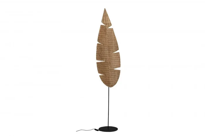 Lampara De Suelo Hoja Rattan En Sop Metal