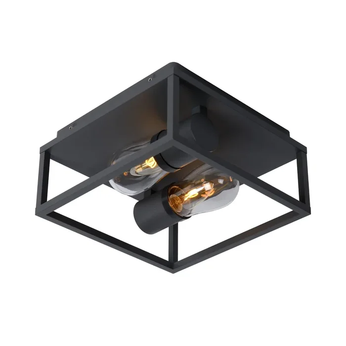Lámpara de techo Carlyn baño 2 luces negro