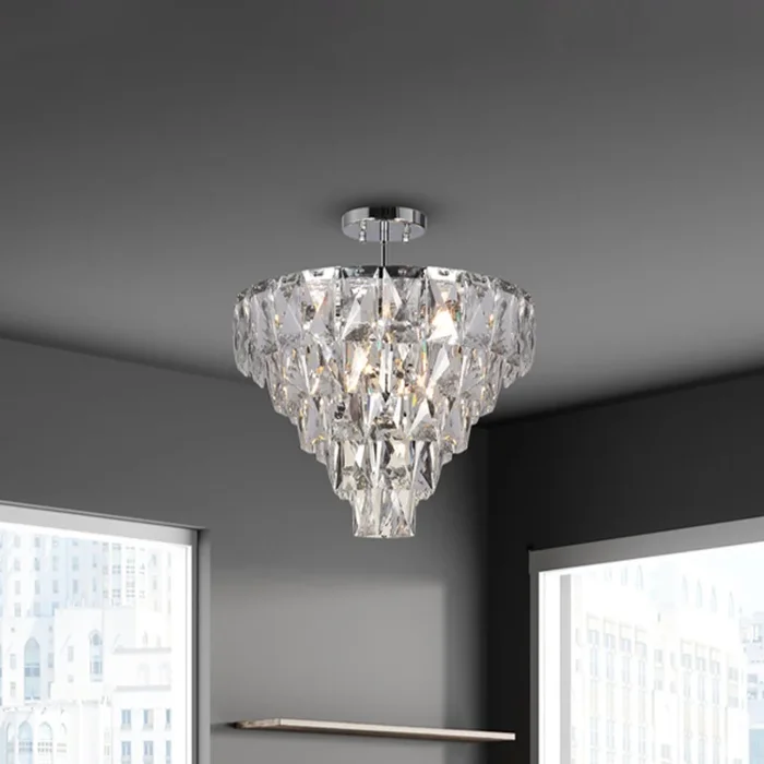 Lámpara de techo Chelsea metal cromado cristales de vidrio Ø 50 cm