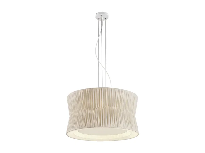 Lámpara de techo CORA estilo clásico – pantalla cinta plisada- D. ø59 cm x 3x E27 60W – acero y beige – IP20