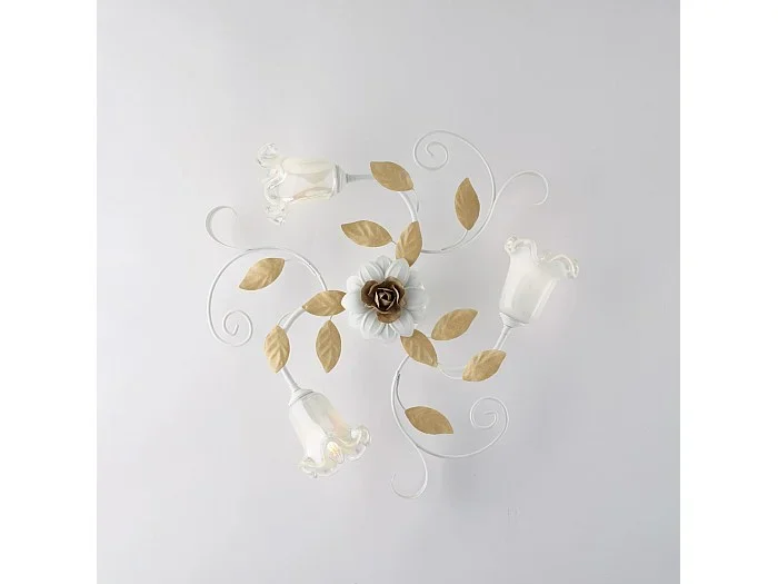 Lámpara de techo de hierro lacado blanco shabby 3 luces H.17 Ø56 BL274-PL3-BCO