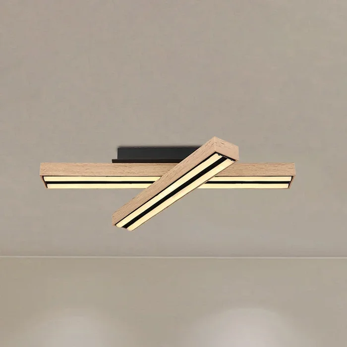 Lámpara de techo LED Doro, longitud 51,5 cm, roble, madera