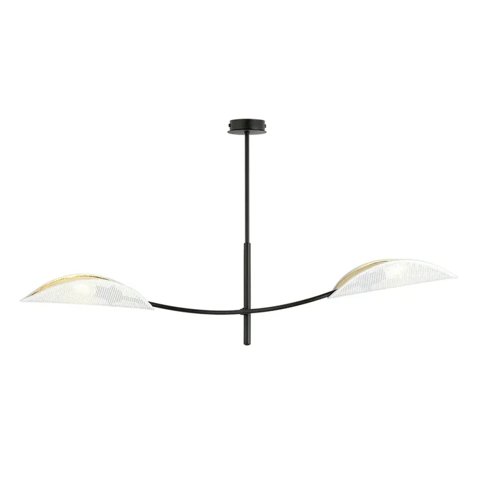 Lámpara de techo Lotus, negro/blanco/dorado, 2 luces