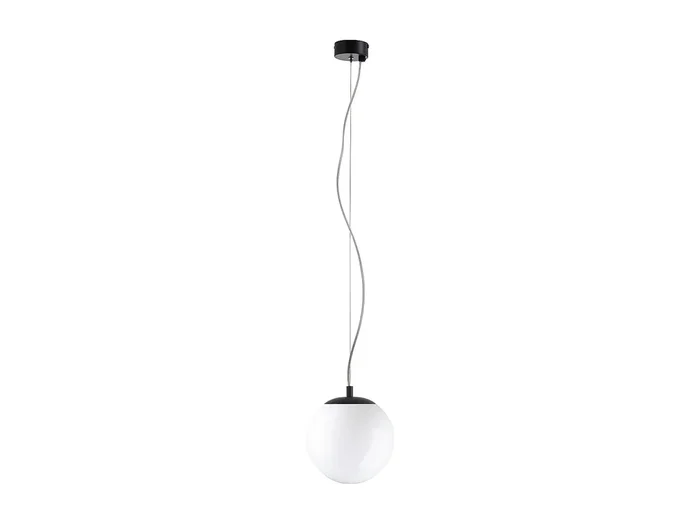 Lámpara de techo OXY estilo clásico y atemporal – D.ø35 cm x Alt. 150 cm – E27 40W – esfera opal ø35 cm – acero y negro