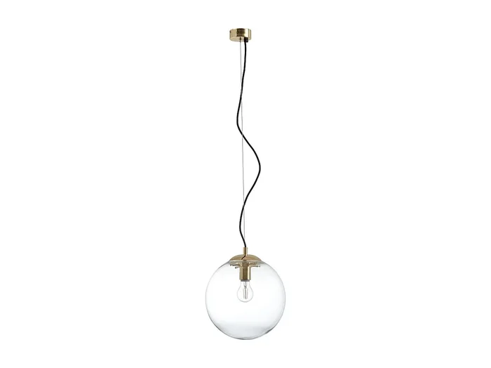 Lámpara de techo OXY estilo clásico y atemporal – D.ø40 cm x Alt. 150 cm – E27 40W – esfera transparente ø40 cm – acero y oro