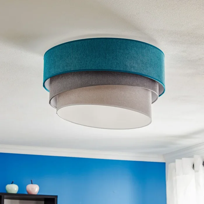 Lámpara de techo Pastell Trio 45 cm turquesa/gris/gris claro
