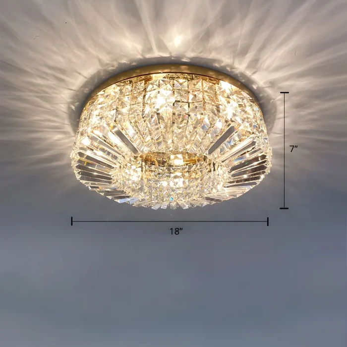Lámpara de Techo Redonda de Cristal Claro Luminaria de Techo Contemporánea para Dormitorio – 110 A 120 V Dorado 45,72 cm