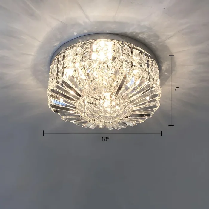 Lámpara de Techo Redonda de Cristal Claro Luminaria de Techo Contemporánea para Dormitorio – 220 A 240 V Plata 45,72 cm