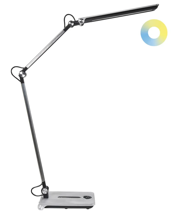 Lámpara LED de escritorio AQUILA con regulador de intensidad Plateado