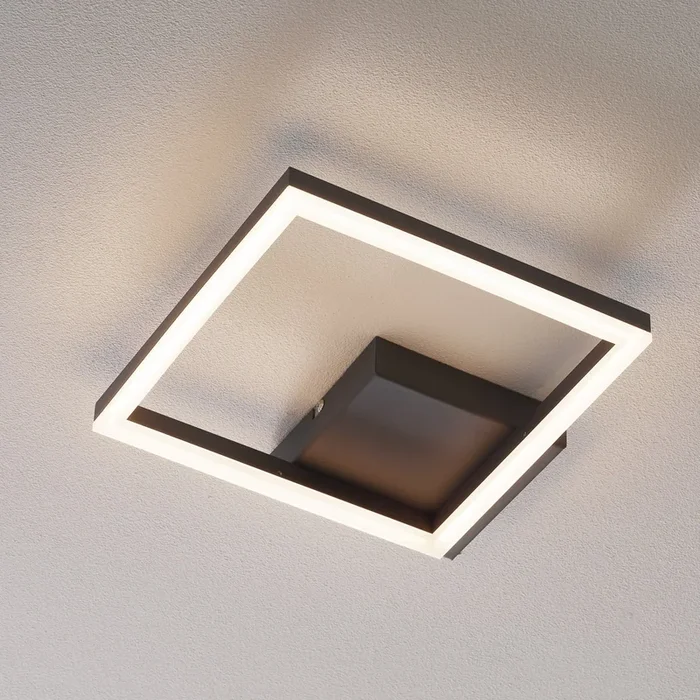 Lámpara LED de techo Bard, 27×27 cm, antracita
